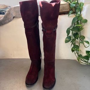 Freebird Blain Wine Suede Over the Knee Boots in the original box